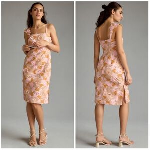 Anthropologie Floral Appliqué Midi Dress